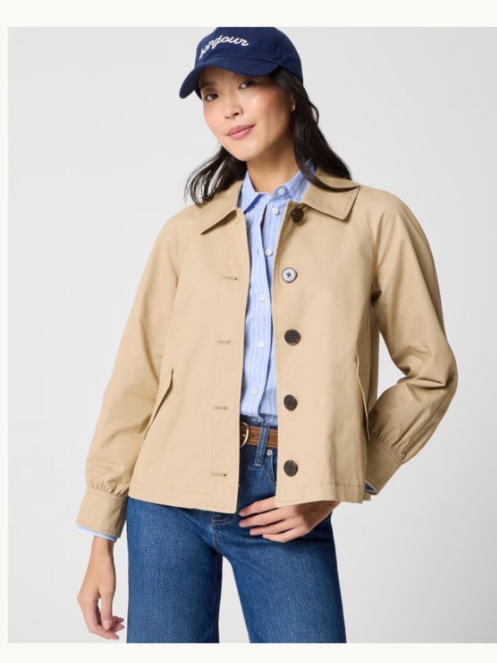 J. Crew Tan Button-Front Trench Jacket